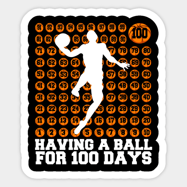 100th day of school, Funny Basketball 100th Day Balls Sticker by artbyhintze